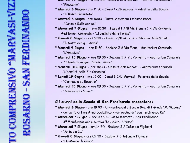 Locandina Manifestazioni di fine A.S.