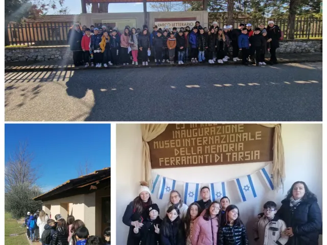 Collage con foto di gruppo e attività