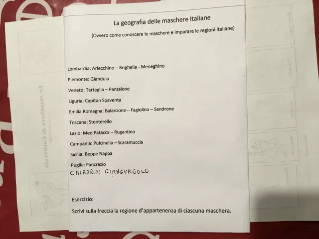 Le regioni D'Italia e le maschere della commedia dell'Arte