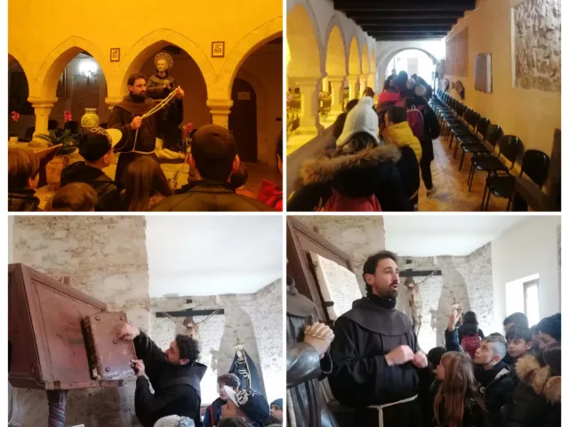 Collage con foto di gruppo e attività